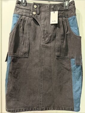 Coach restored Denim Jean Two tone Black and Blue Women's Skirt CX552 sz 4